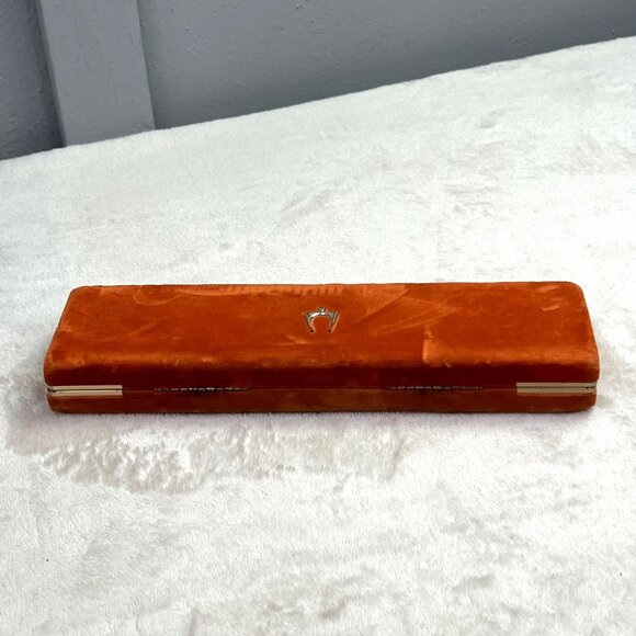Vintage Bulova Accutron Women Orange Velvet Watch Box Case  EMPTY - Picture 4 of 7